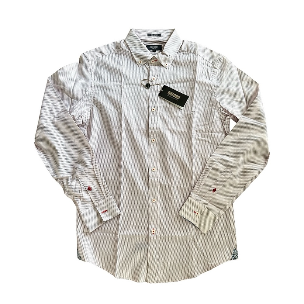 Oxford Urban Collection White/Pink Men's Shirt Long Sleeve Slim Fit Size Medium - Picture 2 of 7